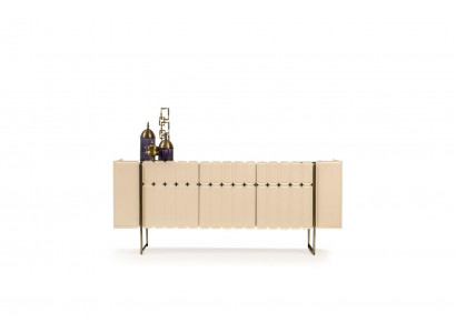 Beige Holzgefaasst Designer Kommode Sideboard Holzschaf Luxus Miwwelstéck