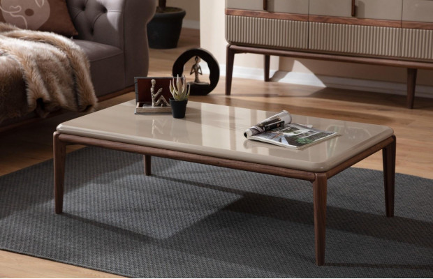 Braune Holz Couchtisch Wunnzëmmer Designer Miwwelen Luxus Stilvoll Dëscher