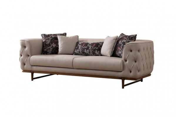 Hellbeige Chesterfield Dräisëtzer Luxuriéisen 3-Sëtzer Edel Polster Sofas