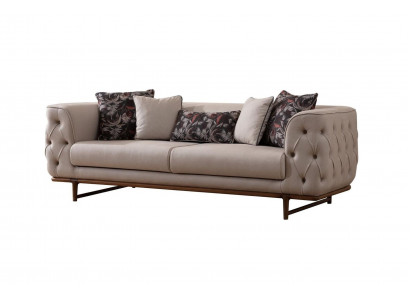 Hellbeige Chesterfield Dräisëtzer Luxuriéisen 3-Sëtzer Edel Polster Sofas