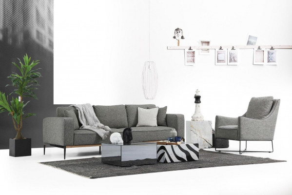 Sofagarnitur 3 Plaz Sëtz Fotell Dräisëtzer Stoff Sofas Modernen Design Gro