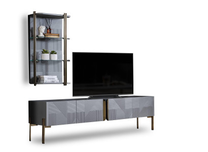 Grau Wunnzëmmer Designer TV-Schränk Luxus Mauer Schrëft Wunnzëmmer Set