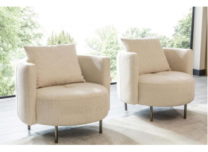 Beige Textil Sëtz Designer Clubssëtz Cocktailsëtz Gepolstert Miwwelen