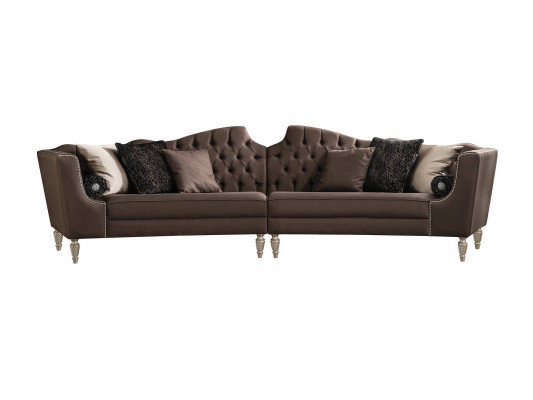 Braune Wohnzimmer Fënnefsëtzer Designer Chesterfield Luxus Polstersofa