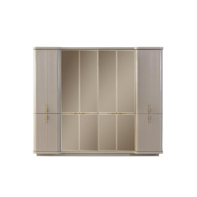 Beige Kleederschaf Garderobeschaf Schlofzëmmer Holzzchaf Miwwelen