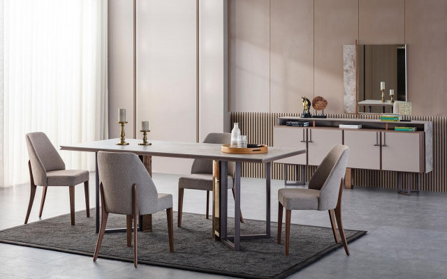 Iessgrupp Eck fir z'iessen Iessdësch Still Holz Gro Iesszëmmer 9 Stéck Kommode