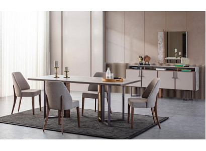 Iessgrupp Eck fir z'iessen Iessdësch Still Holz Gro Iesszëmmer 9 Stéck Kommode