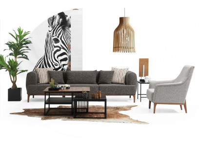 Canapé-Set Dräisëtzeger Sëtz Modern Fauteuil Stoff Gro Wunngzëmmer Set