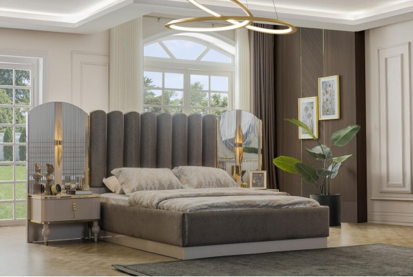 Exklusiv Schlofzëmmer Miwwelen Designer Duebelbett Modern Nuetsdëscher