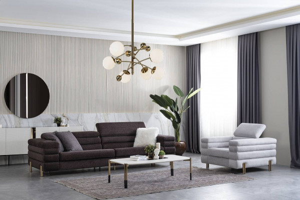 Wohnzëmmer Designer Sofagarnitur Véiersëtzer Luxus Lounge Fotell 2tlg