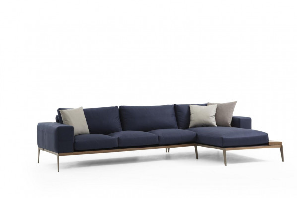 Eckcouch L-Form Sofa Wunnzëmmer Griis Modern Stoff Sofa Sëtzer Design