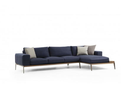Eckcouch L-Form Sofa Wunnzëmmer Griis Modern Stoff Sofa Sëtzer Design
