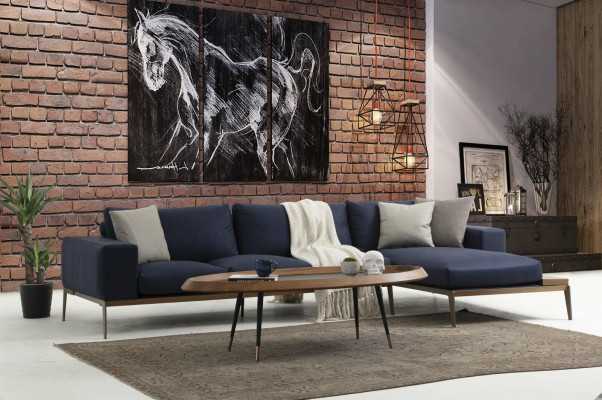Eckcouch L-Form Sofa Wunnzëmmer Griis Modern Stoff Sofa Sëtzer Design