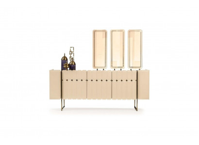 Modern beige Sideboard Luxus Anrichte Exklusiv x3 Spigel 4tsk