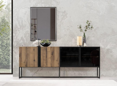 Anrichte Sideboard mat Spigel Grupp Kommode Holz Braun Iesszëmmer