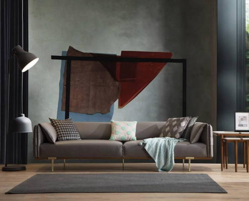 Grousst Edelstahlsofa Wunnzëmmer 3-Sëtzer Polstersofaen Textilsofaen Neit