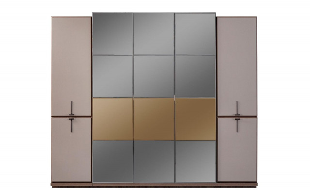 Kleederkierch Garderobeschaf Design Holzkierch mat Spigel Gro.