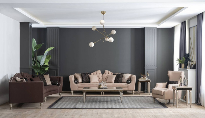 Wunnzëmmer Sofagarnitur 541Sëtzer Couchtisch 2× Bäistelltisch nei Luxus