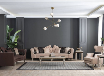 Wunnzëmmer Sofagarnitur 541Sëtzer Couchtisch 2× Bäistelltisch nei Luxus