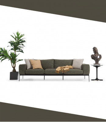 Zwee-Sëtzer Sofa 2 Sëtzer Stoff Gro Modern Design Wunnzëmmer Polyester