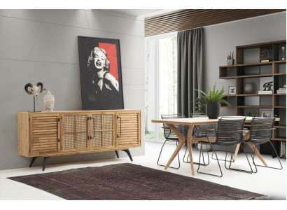 Iessgrupp Iesseck Iesszëmmer Iessdësch Still Set 5tlg Brong Holz Modern