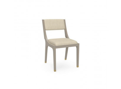 Designer Stull Iesszëmmerstull Textilstoff wäiss Echt Holz Nei