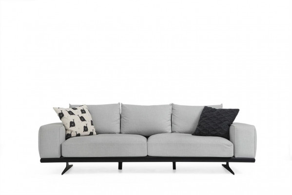 Canapé-Set Sofa 2 Sëtzer Sesselle Zweisëtzer Gri Modern Stoff Set