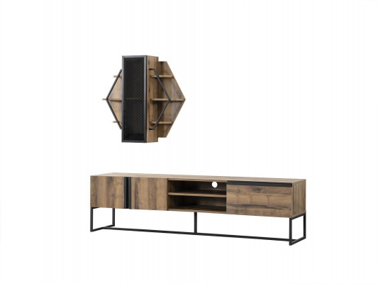 Grupp TV Ständer Schaf RTV Lowboard Wunnzëmmer Regaler Brong Holz