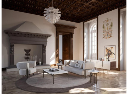 Design Modern Luxus Wunnzëmmer Set Sofa Zweisëtzer mat 2x Sëtzgeleeënheet Ariichtung