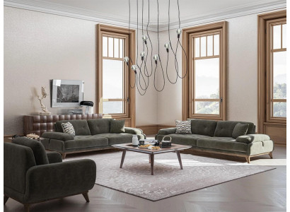 Polstermöbel 4tlg Sofagarnitur Sofa Zweisitzer mat Dräisëtzer Luxus Couchtisch