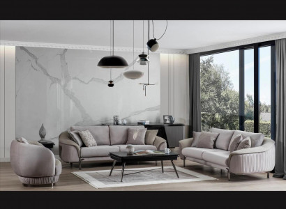 Wunnzëmmer Luxus Gro Sofa Set 2x Dräi-Sëtzer Sofae Nei Fotel Design Miwwelen