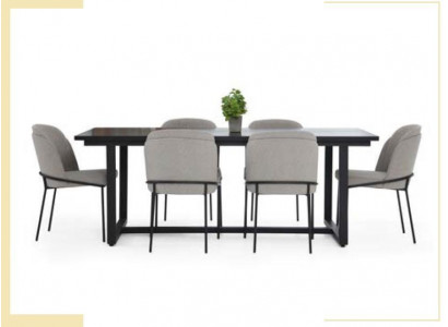 Iessplaz Iessgrupp Iesszëmmer Iessdësch Stull 7-Deeler Holz Gro Set Neien