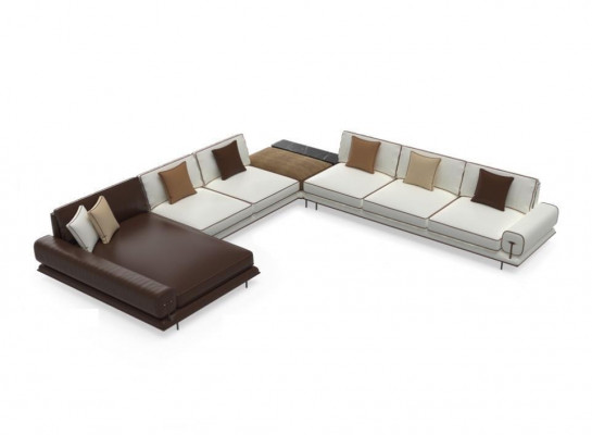 Wunnlandschaft Canapé Holz Relax U Form Eckcanapé Design Miwwelen Couchen
