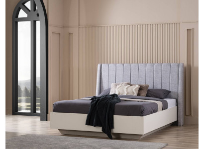 Duebelbett Schlofzëmmer Garnitur Bett Holz Set 3tlg Wäiss Nuetsdëscher