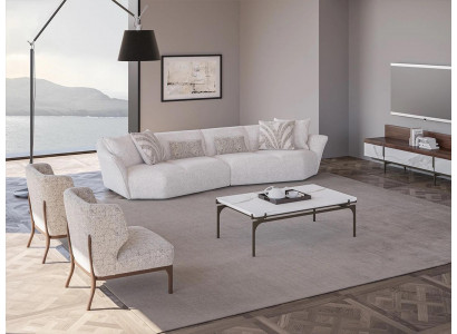 Wunnzëmmer Set 4 Stécker Design Polsterméiwer Textil Modern Sofa Véiersëtzer Nei