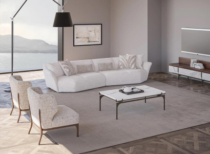 Wunnzëmmer Set 4 Stécker Design Polsterméiwer Textil Modern Sofa Véiersëtzer Nei