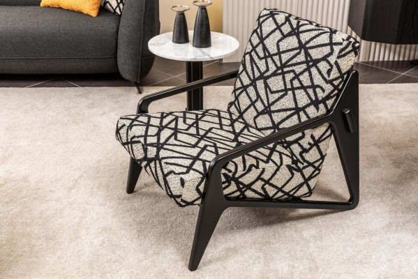 Modernen Wunnzëmmerfauteuil Designer Einsëtzer Schwaarz Gepolstert Miwwel Nei