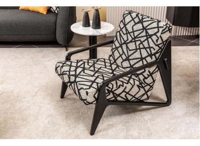 Modernen Wunnzëmmerfauteuil Designer Einsëtzer Schwaarz Gepolstert Miwwel Nei