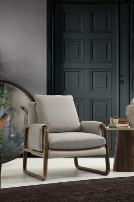Canapé-Set 221 Sëtzer Fotell Zweesëtzer Modern Stoff Gri Set Design