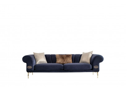 Blo Saal Couch Designer 3-Sëtzer Polstersofa Sëtzmiwwelen Nei