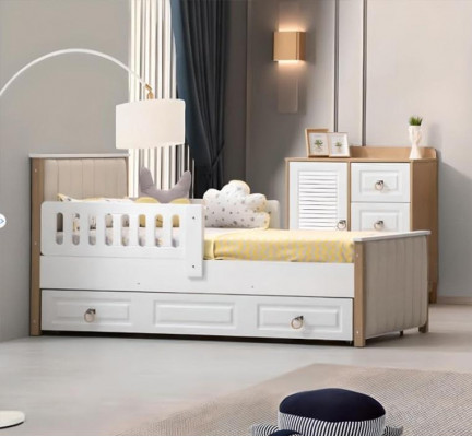 Betterahmen Kannerbett 200 cm Bett Kannerzëmmer Bettgestell Wäisst Holz