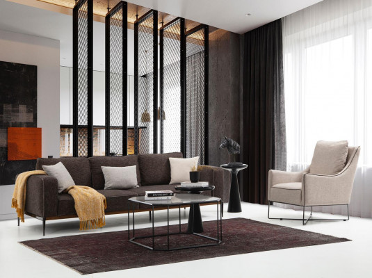 Canapé-Set 4 Sëtzer Fotell Véiersëtzer Gro Stoff Canapéen Modernen Design
