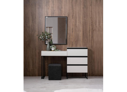 Make-up Dësch Coiffeurdësch Konsolendësch Kommode Spiggel Set 3-deeler Wäiss