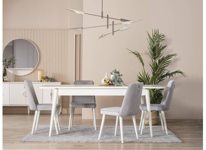 Iesszëmmermiwwelen Iesseck Garnitur 7tlg Iesszëmmer Iessdësch Wäiss Still