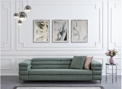 Gréngt Wunnzëmmer Sofa Holzgestell Designer 4-Sëtzer Textillesofa Modern