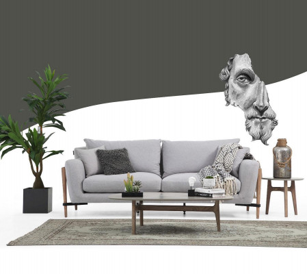 Komplett Canapé-Set Sofaset Sofa 321 Sëtzer Stoff Set Blo