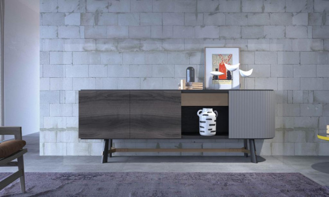 Sideboard Kommod Holz Anrichte Schaf Esszëmmer Modern Schwaarz