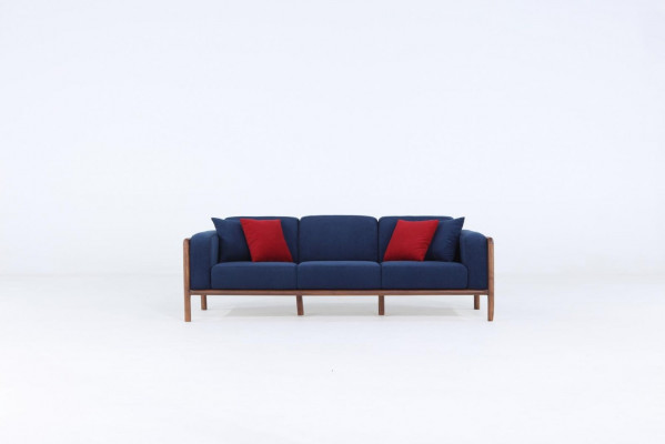 Canapé 3 Sëtz Tresëtz Modern Stoff Blo Kanapeen Design Wunnzëmmer Nei