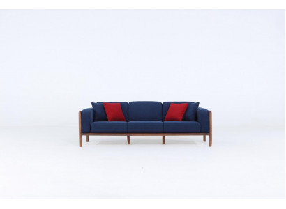 Canapé 3 Sëtz Tresëtz Modern Stoff Blo Kanapeen Design Wunnzëmmer Nei