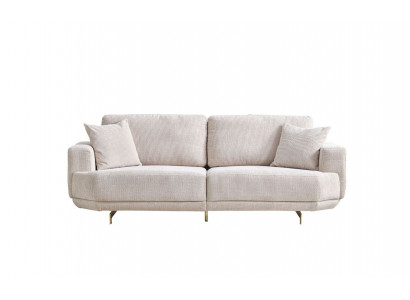 Wäiss Textil 3-Sëtzer Wunnzëmmer Polstersofa 3-er Wunnzëmmer Couch Miwwelen